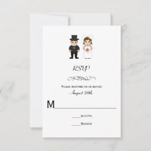 Bride & Groom Black Stripes - Wedding RSVP Card