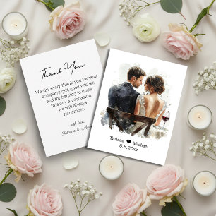 bride & groom budget thank you wedding card
