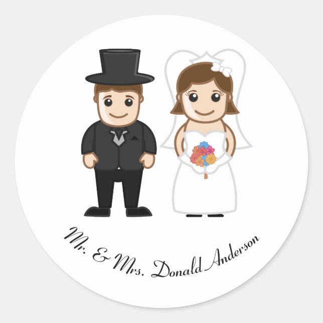 Bride & Groom - Circle Sticker (Front)