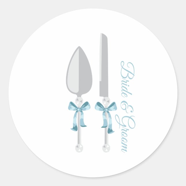 Bride & Groom Classic Round Sticker (Front)