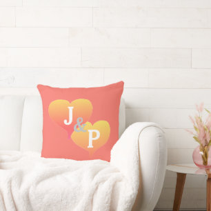 Bride Groom Coral Turquoise Reversible Pillow