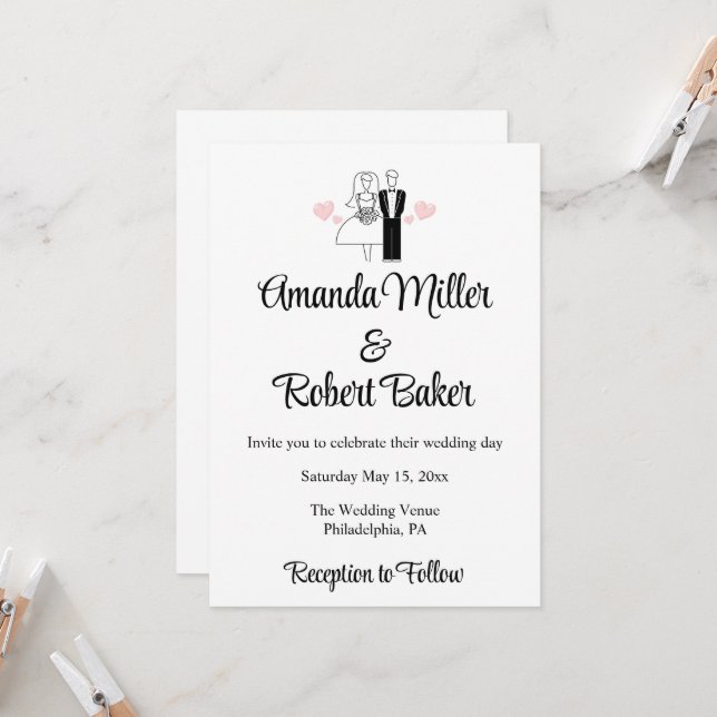 Bride & Groom Couple Invitation (Front/Back In Situ)