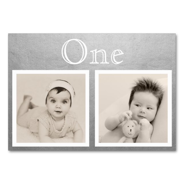 Bride Groom Custom Age Silver Table Number (Front)