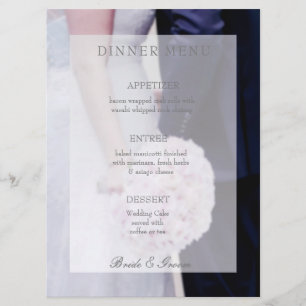Bride & groom editable wedding menu