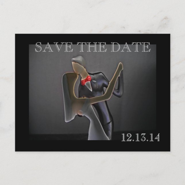 Bride Groom elegant custom Save the Date postcard (Front)