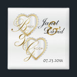 Bride & Groom Elegant White Wedding Keepsake Magne Magnet<br><div class="desc">Wedding Day Favour Magnets. A Wedding Day Keepsake from the Bride and Groom ready to personalise. If need be... you can delete all text and start fresh with your own text, colour and font choices with the Zazzle design tool area. ✔Note: Not all template areas need changed. 📌If you need...</div>