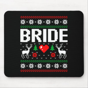 Bride groom engaged married couple ugly christmas mouse pad