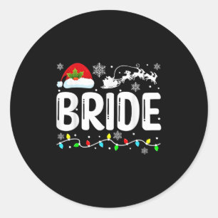 Bride Groom Engagement Wedding Couples Christmas P Classic Round Sticker