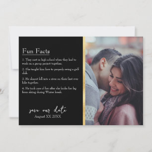 Bride & Groom Facts Photo on Black Invitation