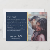 Bride & Groom Facts Photo on Navy Blue