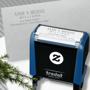 bride groom family name contact address self-inking stamp