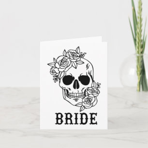 Bride Groom Floral Skull Halloween Wedding Bachelo Card