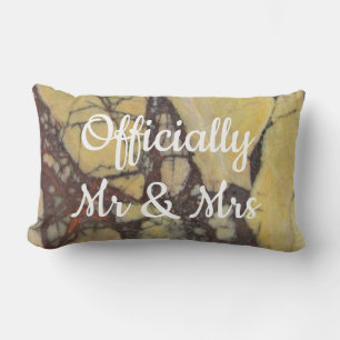 Bride Groom Gemstone Yellow Red Marble Keepsake Lumbar Cushion