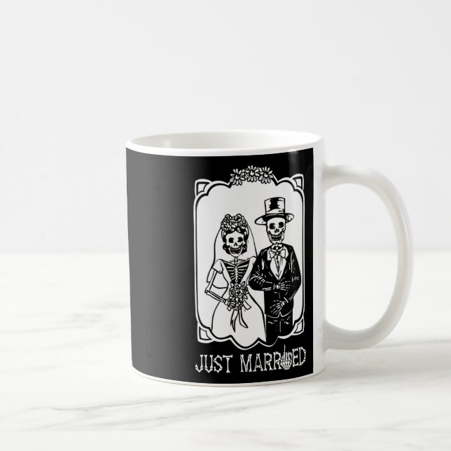 Bride Groom Just Married Skeleton Halloween Couple Coffee Mug (Right)