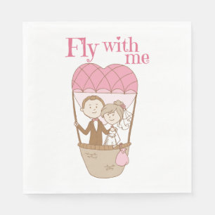 Bride Groom Just Married Wedding Hot Air Balloon Napkin