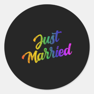Bride Groom Lgbtq Bachelor Party Wedding Tee - Men Classic Round Sticker
