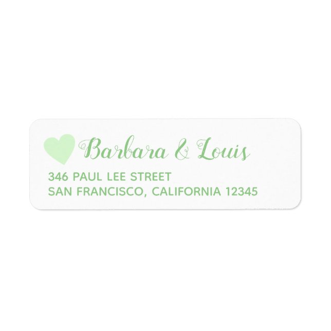 bride groom love pale green contact address (Front)