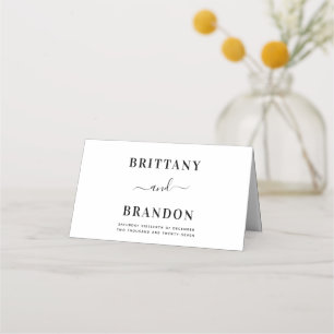 Bride & Groom Modern Black and White Wedding Place Card