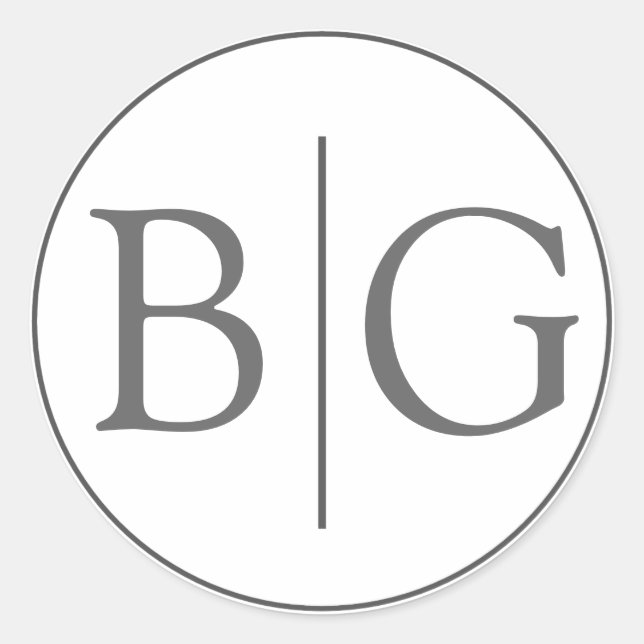 Bride Groom Monogram Grey Wedding Favour Stickers (Front)