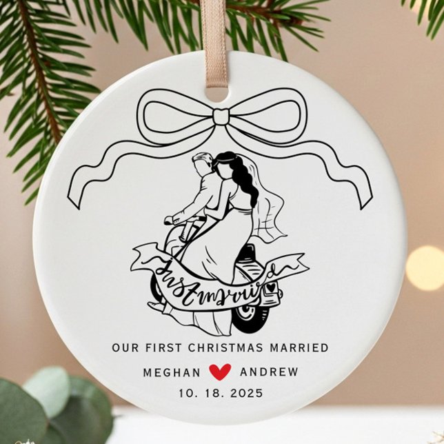Bride & Groom Motorcycle Christmas Ceramic Tree Decoration (Creator Uploaded)