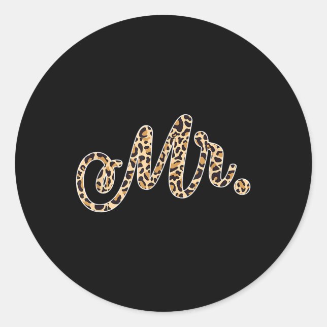 Bride Groom Mr Leopard Print Wedding Matching Coup Classic Round Sticker (Front)