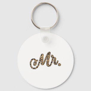 Bride Groom Mr Leopard Print Wedding Matching Coup Key Ring