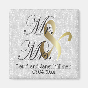 Bride & Groom   Mr & Mrs Wedding Keepsake Magnet