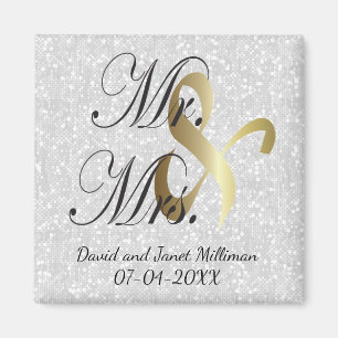 Bride & Groom Mr & Mrs Wedding Keepsake Magnet