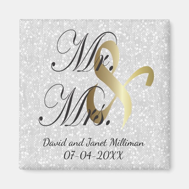 Bride & Groom | Mr & Mrs Wedding Keepsake Magnet (Front)