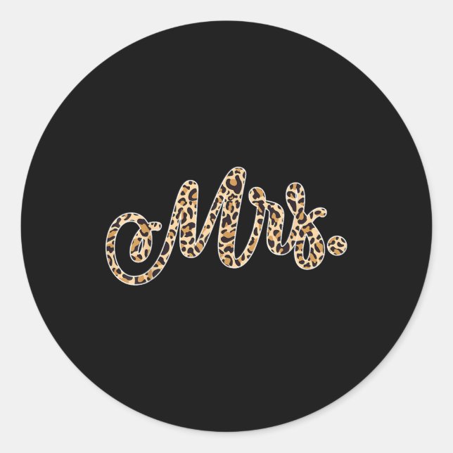 Bride Groom Mrs Leopard Print Wedding Matching Cou Classic Round Sticker (Front)