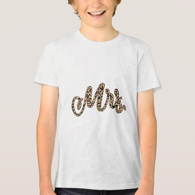 Bride Groom Mrs Leopard Print Wedding Matching Cou Tri-Blend Shirt (Front)