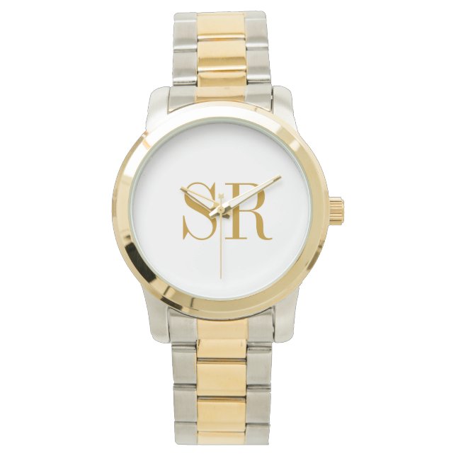 Bride Groom Name Initial Monogram Wedding Keepsake Watch (Front)