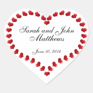 Bride Groom Names Hearts Wedding Favour Stickers