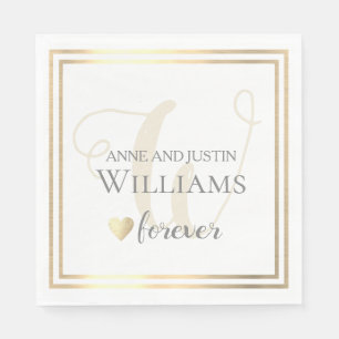 bride groom names/surname love forever wedding napkin