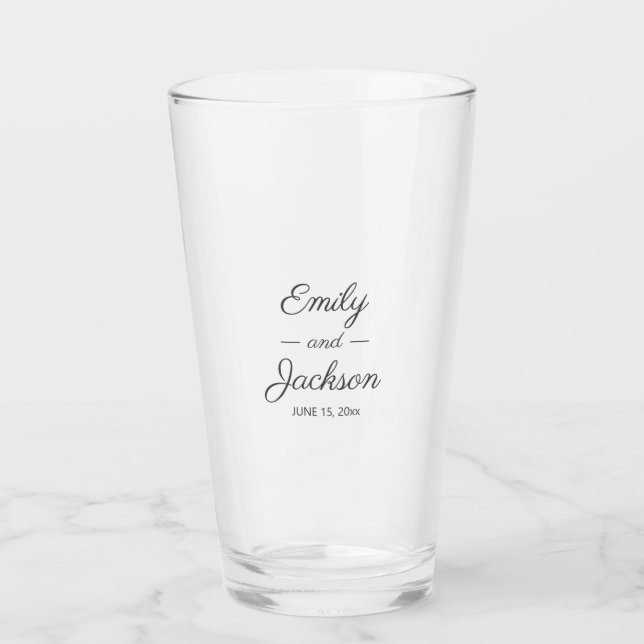 Bride Groom Names Wedding Date Glass (Front)