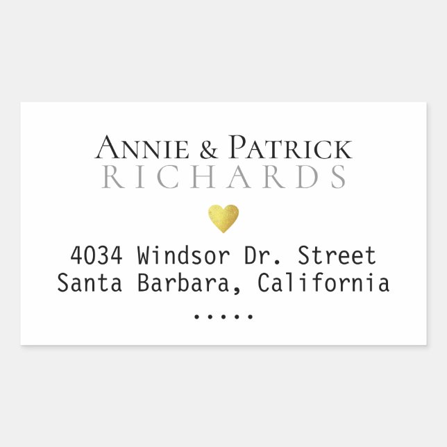 bride groom names wedding-sticker with address rectangular sticker (Front)