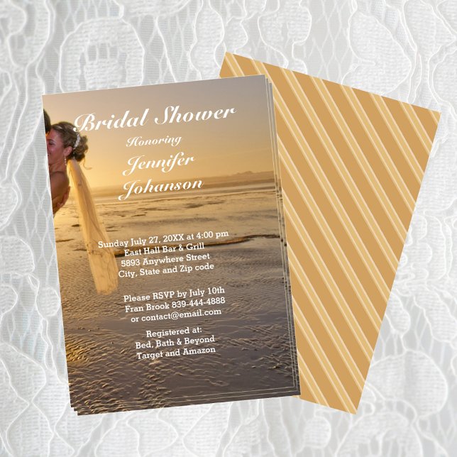 Bride & Groom on Sunset Beach Bridal Shower Card (Bride & Groom on Sunset Beach Bridal Shower Card)