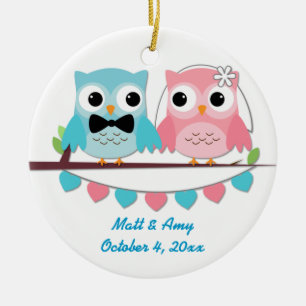 Bride, Groom Owl Ornament