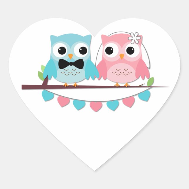 Bride, Groom Owl Sticker (Front)