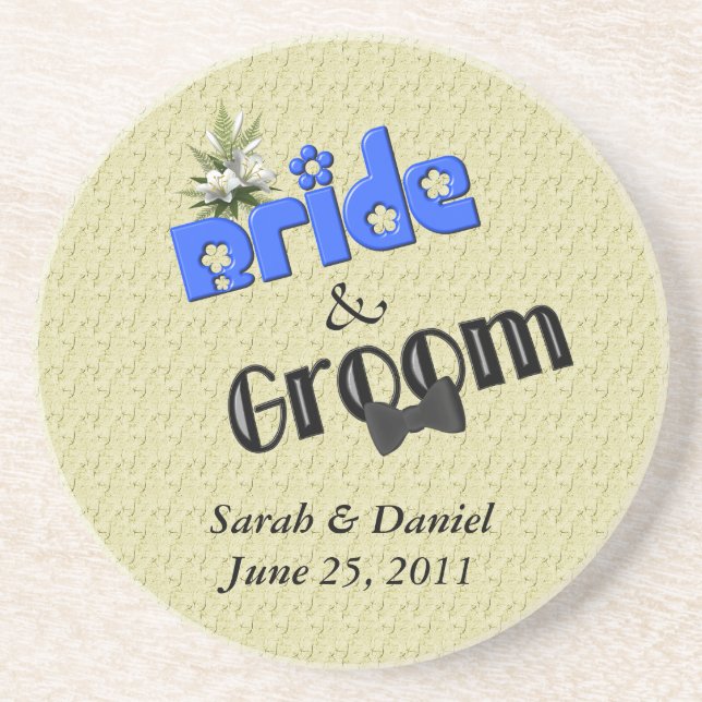 Bride Groom Personalized Wedding Gift Coaster (Front)