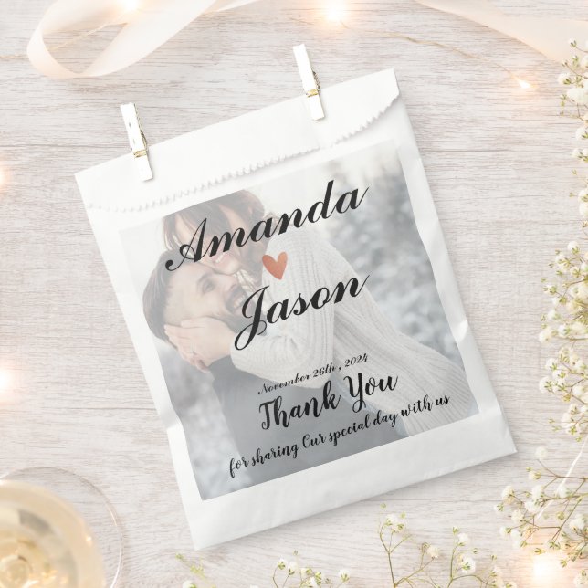 Bride Groom Photo Thank You Wedding Party Favour Bags (Clipped)