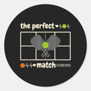 Bride Groom Pickleball Wedding Bach Match That Classic Round Sticker