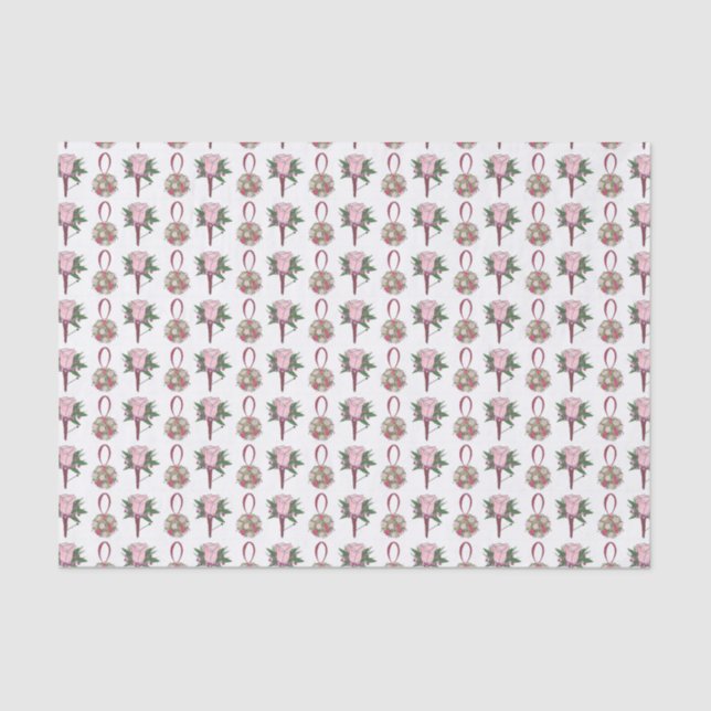 Bride Groom Pink Rose Flower Floral Wedding Tissue Paper (Front)