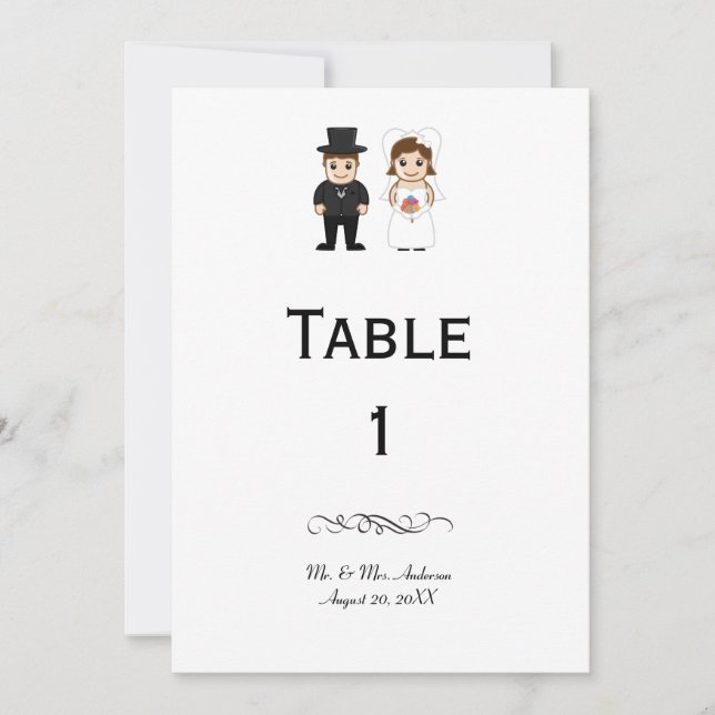 Bride & Groom - Reception Table Number (Front)