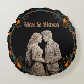 Bride & Groom Royal Classic Round Cushion