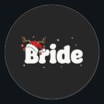 Bride Groom Santa Couples Christmas Outfits Xmas P Classic Round Sticker<br><div class="desc">Bride Groom Santa Couples Christmas Outfits Xmas Pyjamas</div>