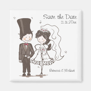 Bride & Groom Save the Date Magnets