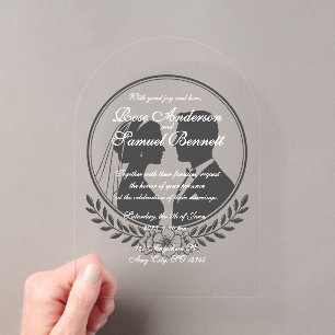 Bride Groom Silhouette Acrylic Invitation