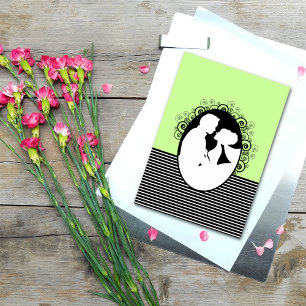 Bride & Groom Silhouettes Save the Date Cards