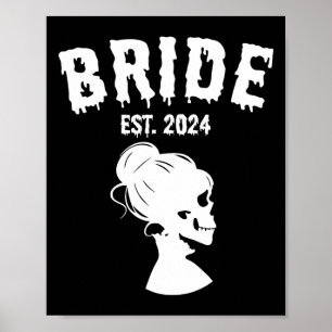 Bride Groom Skeleton Couples Matching Wedding Hall Poster